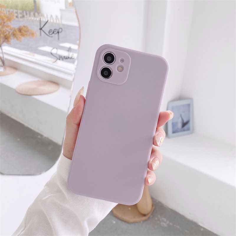 Ready Stock Casing OPPO A7 A5s A12 F5 Youth A37 Neo 9 F7 A3s A1K A5 A9 2020 A59 F1s A83 A39 A57 Candy Color Soft Rubber Shockproof Plain Camera Protection Phone Case-Light purple
