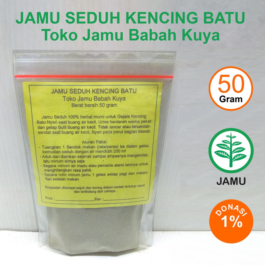 

Kencing Batu Ginjal Toko Jamu Babah Kuya Racikan Seduh Serbuk Herbal Alami