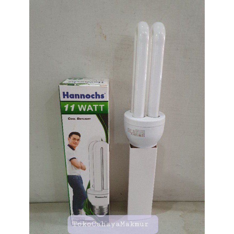 Lampu Bolham Hannochs LHE 11w 11watt 2U PLC Lampu Hemat Energy