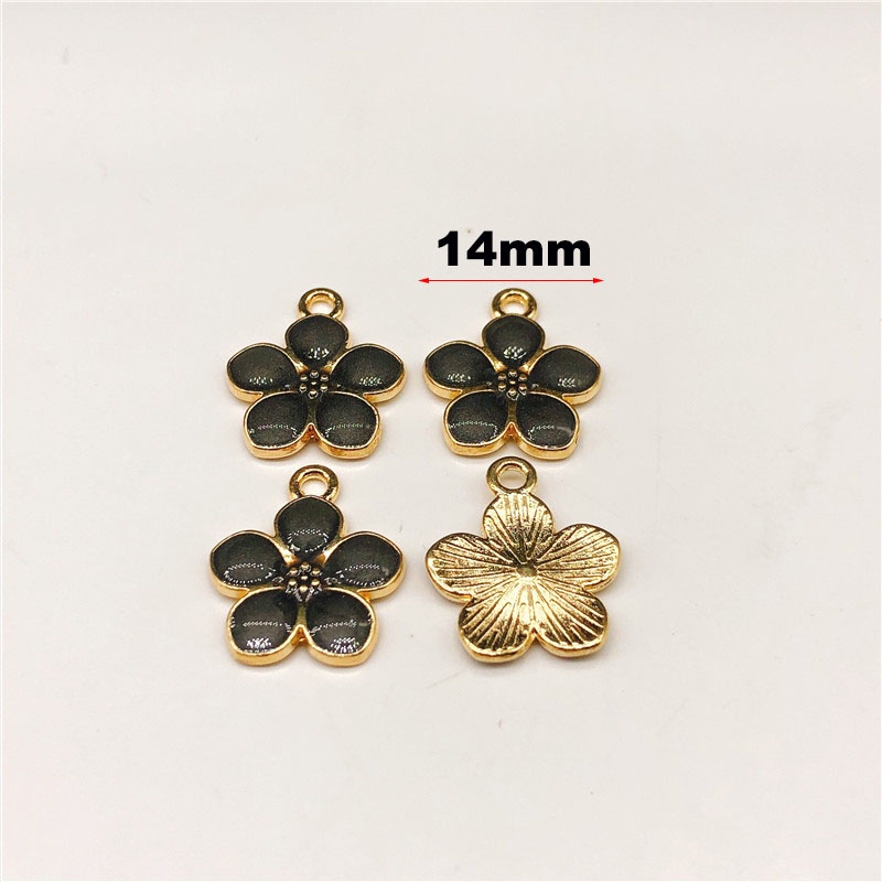 4pcs Manik-Manik Enamel Bentuk Bunga Bahan Alloy Metal Untuk Membuat Perhiasan Gelang DIY