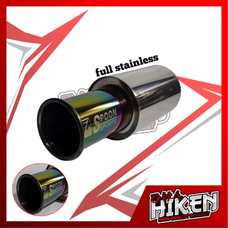 Knalpot Mobil Racing Spoon Sport bass gahar full stainless untuk mobil jazz/brio/pickup/avanza/xenia