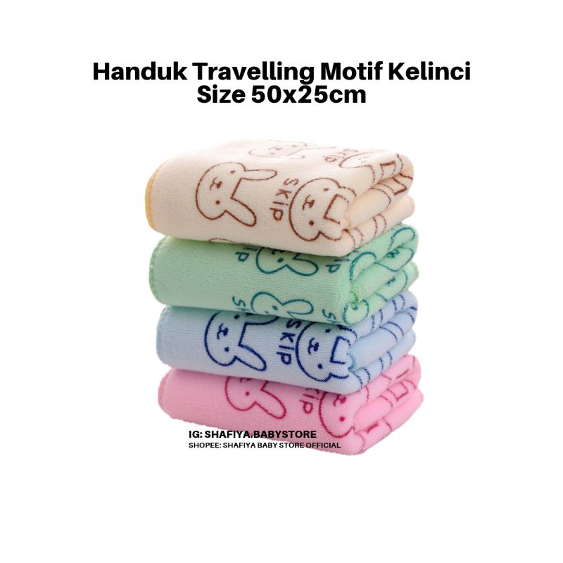 Handuk Travelling Motif Kelinci Size 50x25cm