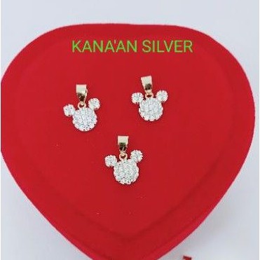 Liontin anak Mickey mouse Rose gold/Buah kalung anak perak asli 925/Silver lapisan emas kuning murni