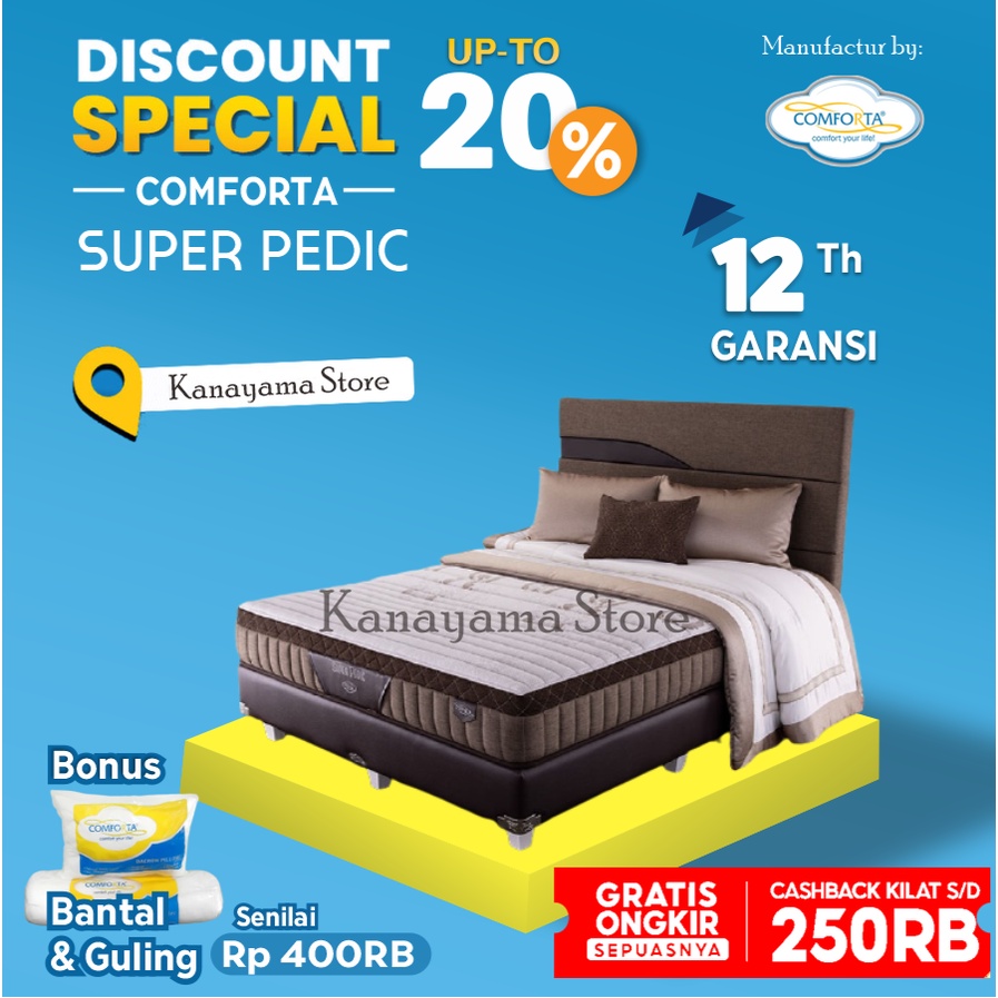 Comforta Spring Bed Super Pedic Full Bed Set 160 / 180 / 200 / 120 - 100X200