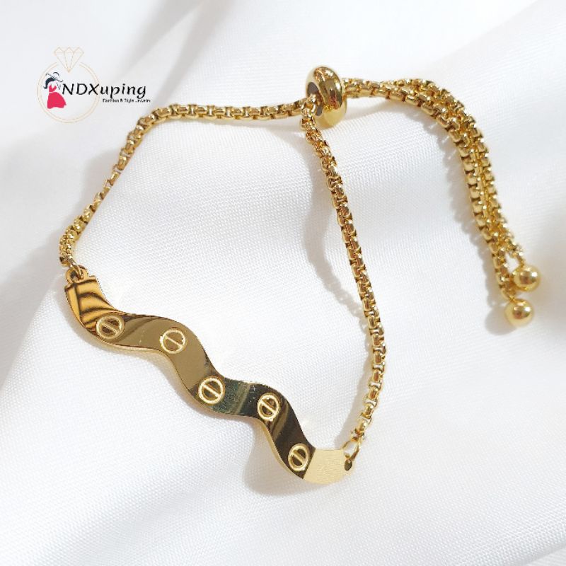 Gelang Serut Gelombang Gold Titanium N10012206