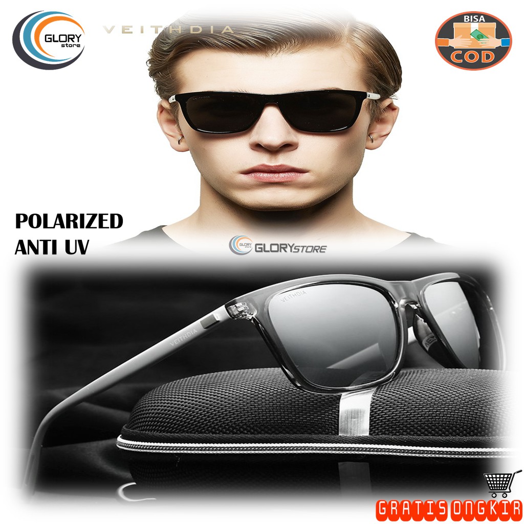 Kacamata Sunglasses Pria Wanita Kacamata Hitam Polarized Brand Veithdia Terbaru 6108
