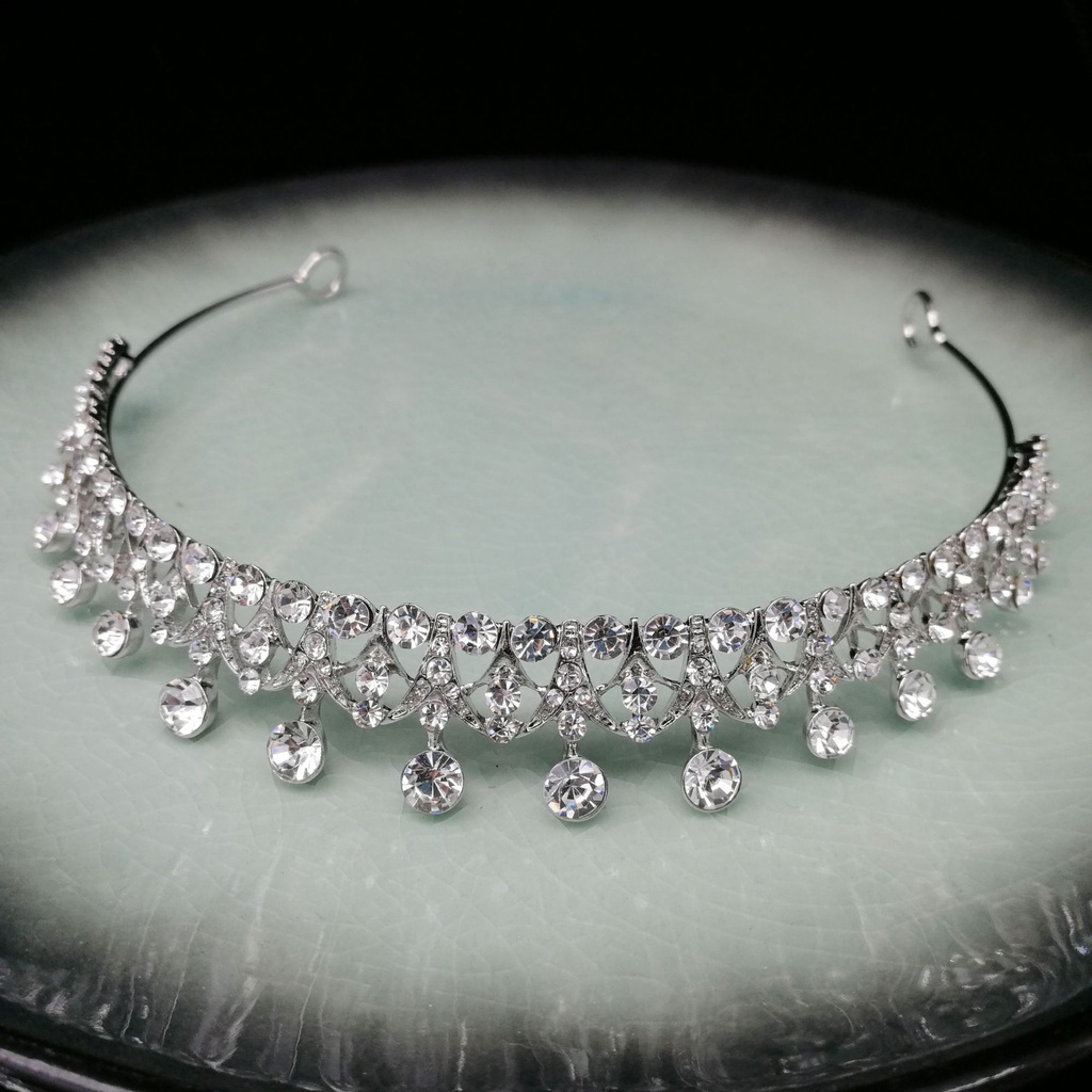 [Ready Stock] Crystal Tiara Crown Headband Rhinestone Bridal Prom Crown Headpiece Wedding Tiara Party Hair Accessiories Jewelry Gift