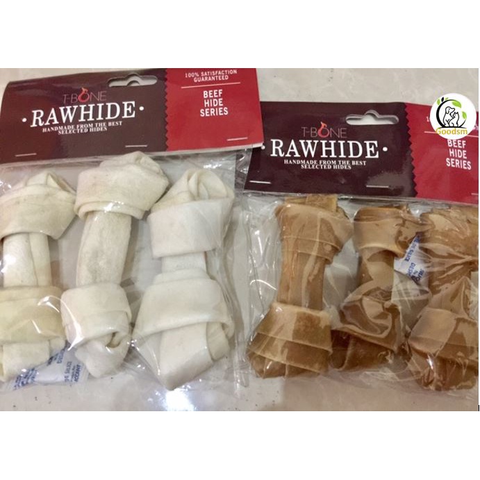 Tbone Rawhide knotted bones milk snack treat anjing