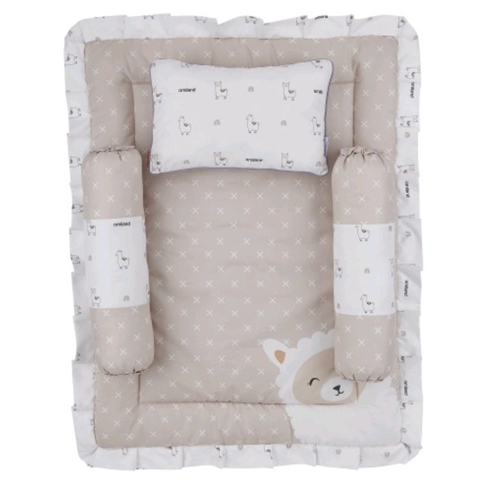 Omiland Baby Mattress set Panda  Perlengkapan  Tidur Bayi Matras Bantal Bayi Guling Set Abu OWM3141