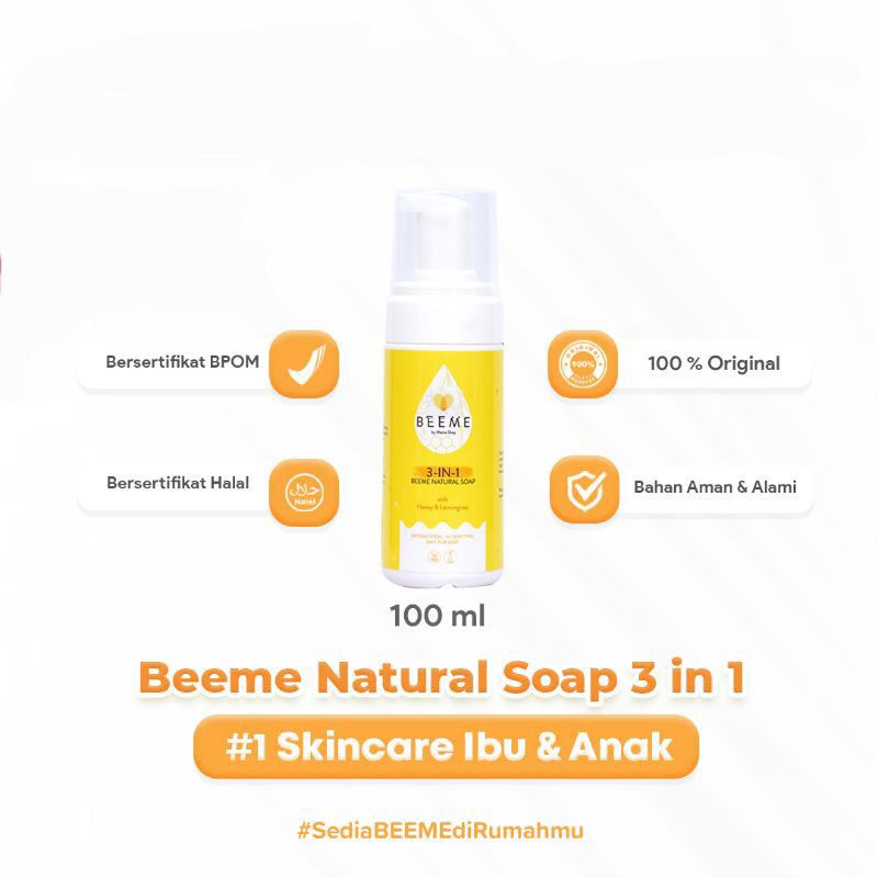 Beeme Natural Soap 3 IN 1 With Honey and Lemongrass | SKINCARE IBU DAN ANAK 100ml