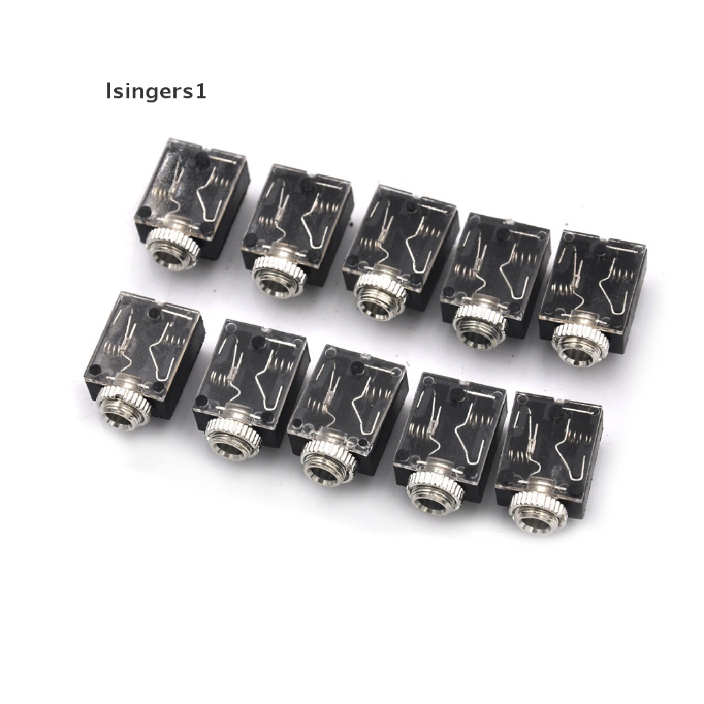 (lsingers1) 10pcs Soket Jack Audio Stereo 3.5mm Dengan Mur 5 Pin PCB