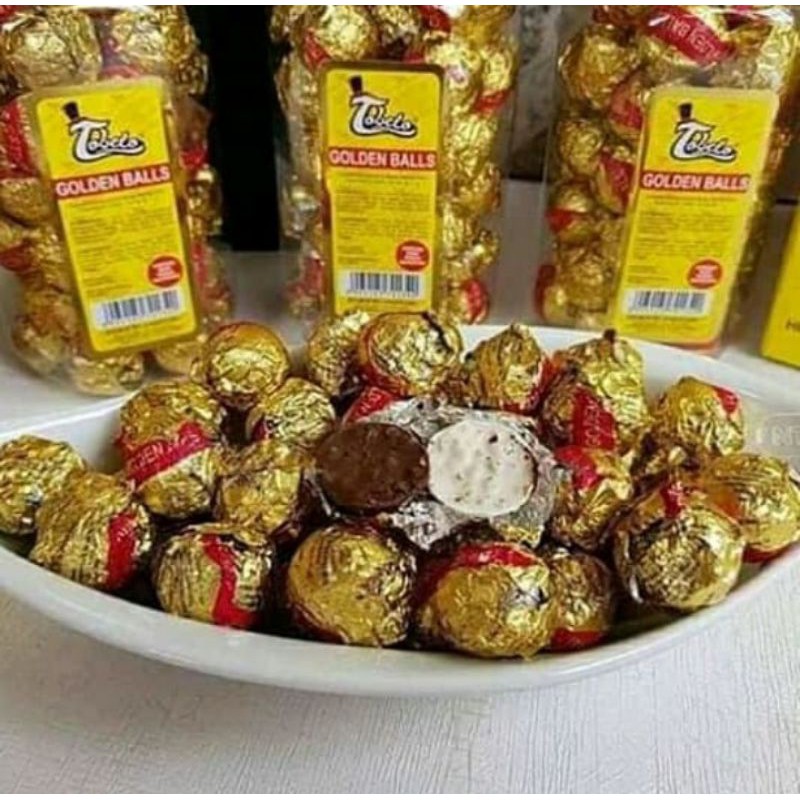 

Coklat bulat Tobelo Golden Ball 415 gr isi 45 pcs.