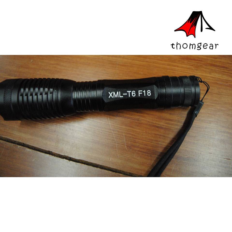 Thomgear Senter Led Super Terang Body Aluminium Tactical Cree Xm-L T6 8000 Lumens - F18