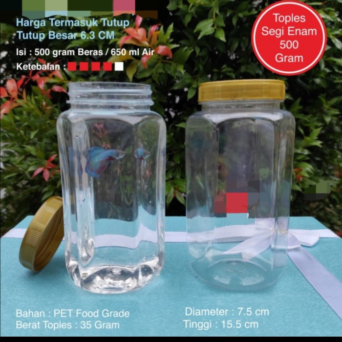 GHM 0014) TOPLES JAR TABUNG 500 GRAM HEXAGONAL BAWANG SNACK SERBAGUNA KUE