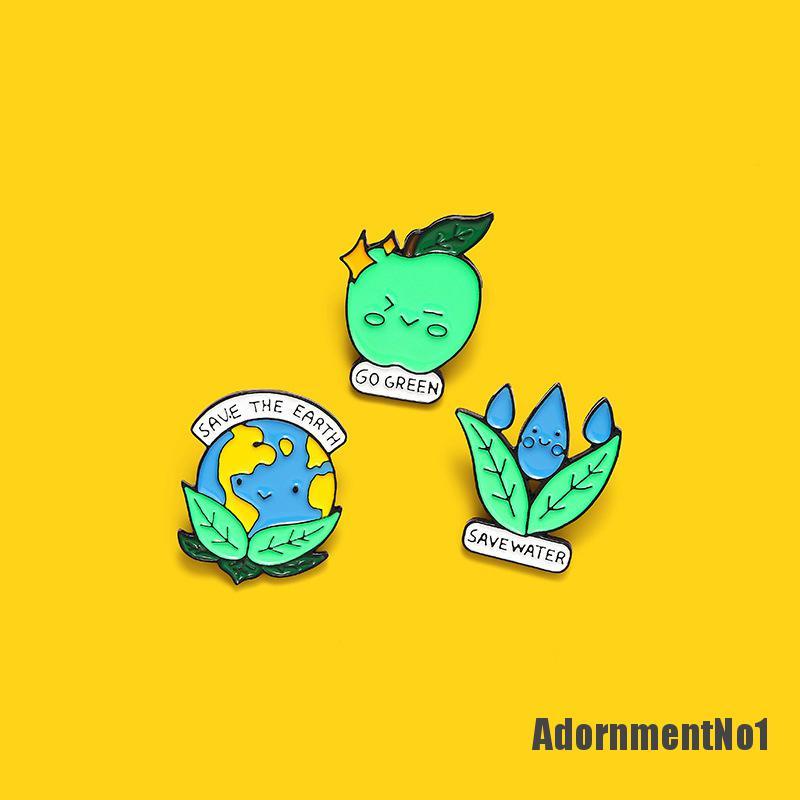 (Adornmentno1) Bros / Pin Enamel Motif Tulisan Save The Earth Untuk Aksesoris Pakaian / Tas