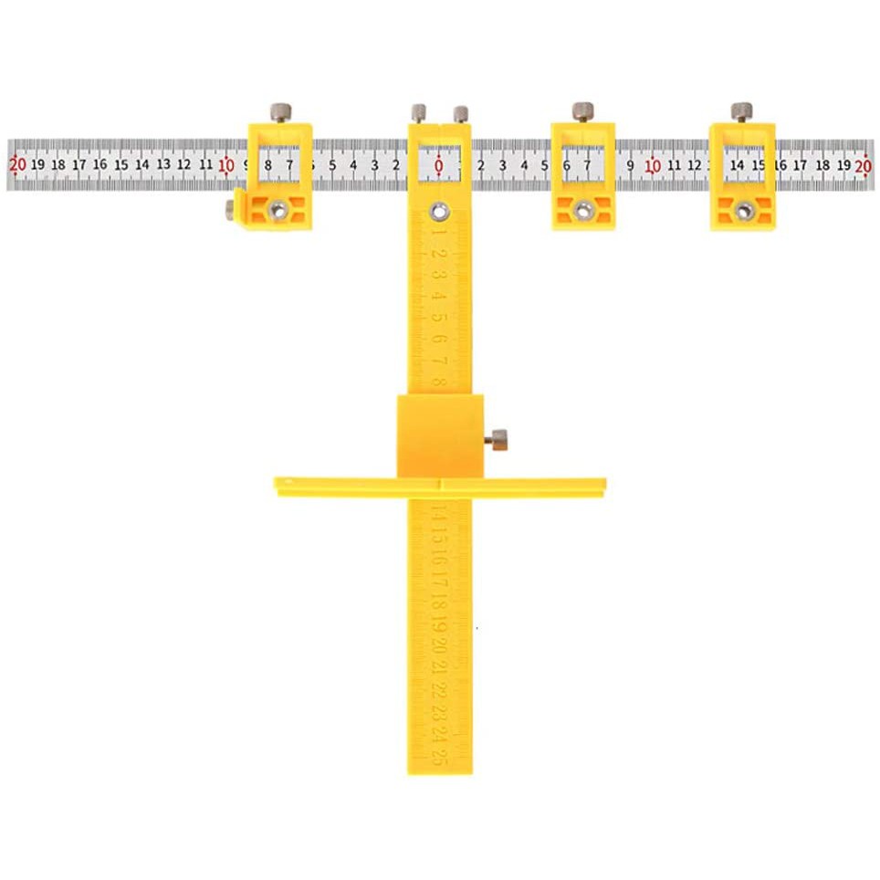 Penggaris Bor Alat Ukur Jarak Antar Lubang Handle Punch Locator Drill Guide Screw Ruler 40cm Mistar