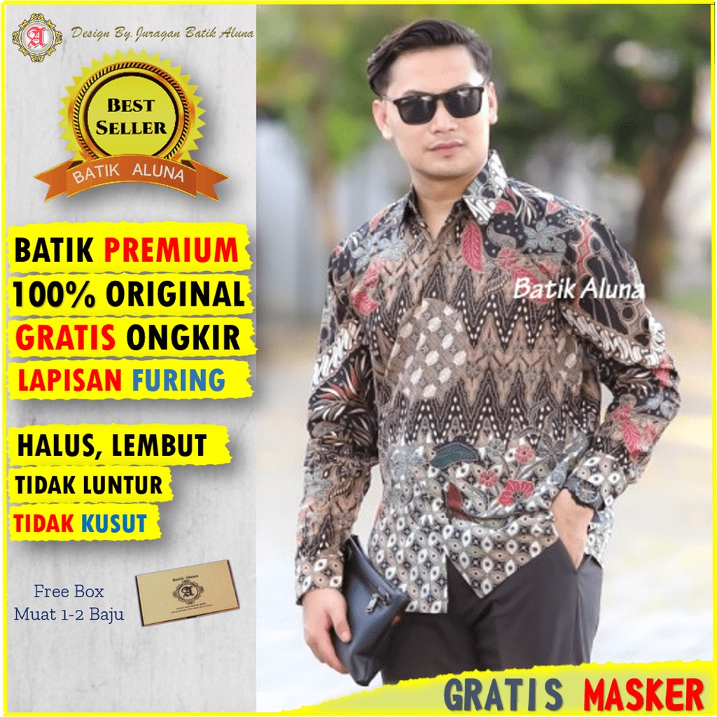 Kemeja Batik Alisan Lengan Panjang  Atasan Premium Batik Keris Pria Lengan Panjang Mensbatik Slimfit
