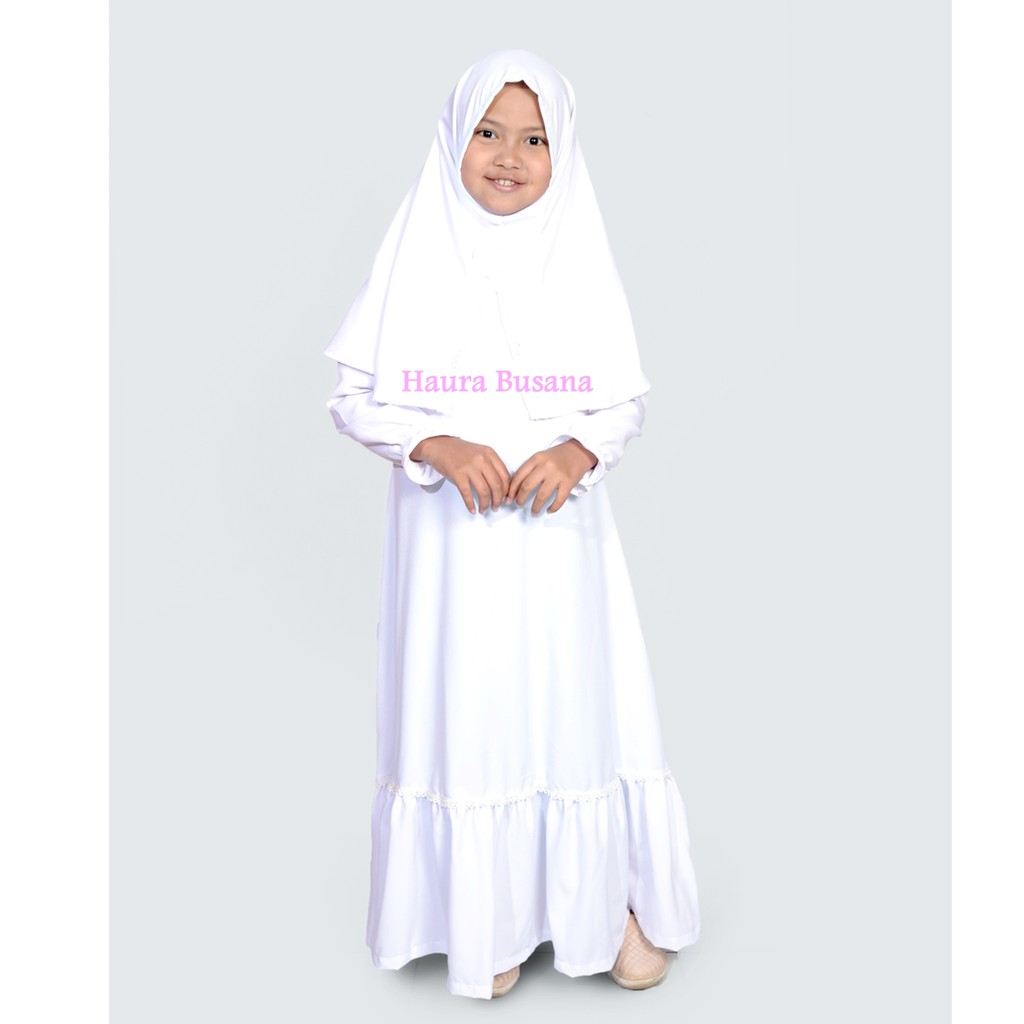  Baju  Muslim  Anak Perempuan  Warna Putih  Polos