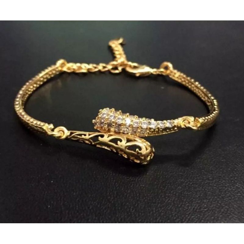 gelang tangan rante batang cantik perhiasan wanita titanium