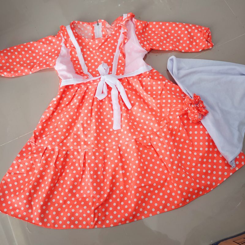 Gamis Anak usia pakai 2-3 tahun motif polka polkadot tutul rompi ( gamis POLKA rompy )