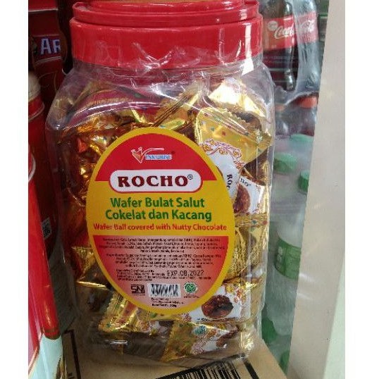 rocho wafer bola coklat kacang 300gr isi 50pcs