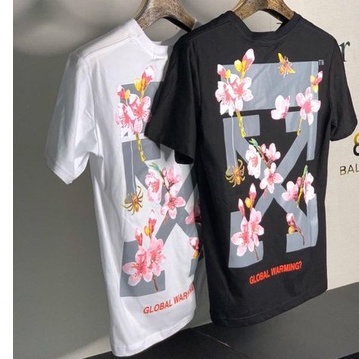 kaos tshirt off white X hombre flower black and white new off white