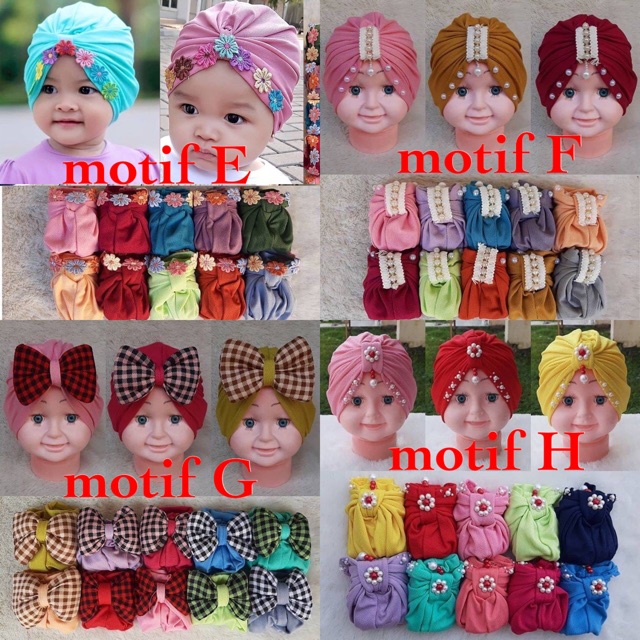 TURBAN ANAK / TURBAN BAYI PITA / TURBAN BABY MUTIARA / TOPI TURBAN BAYI / TURBAN ELMO / CIPUT BAYI