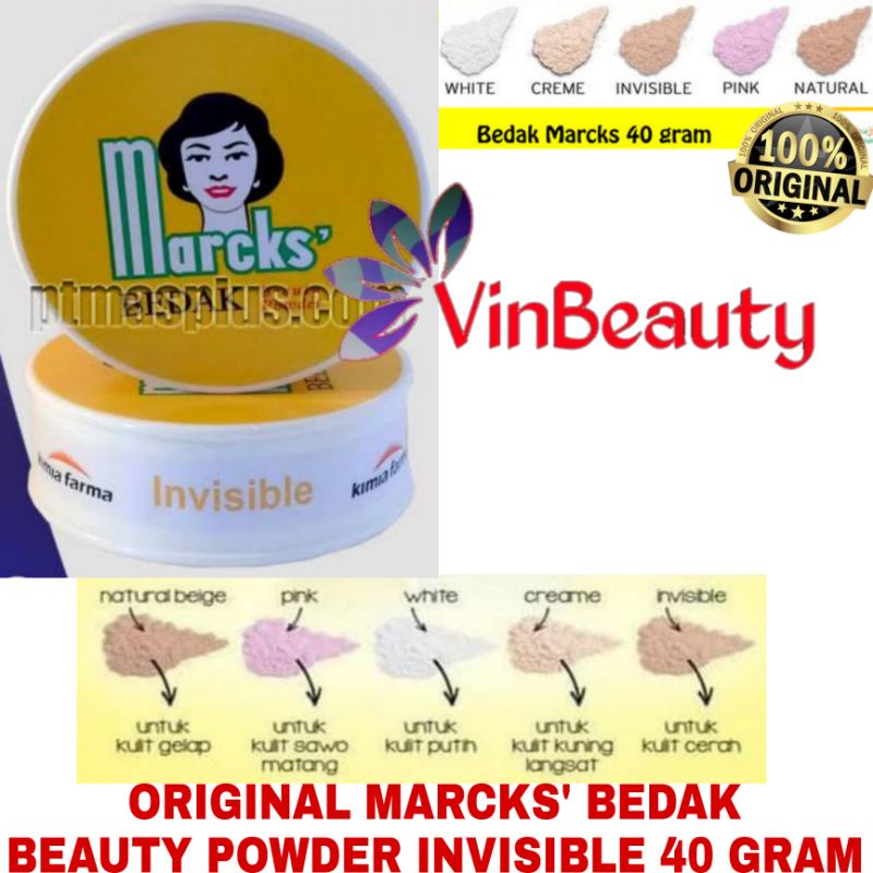 ORIGINAL MARCKS BEDAK BEAUTY POWDER INVISIBLE 40 GRAM / BEDAK TABUR MARCKS KLASIK 40 G