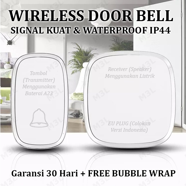 Bel Rumah Wireless Door Bell Waterproof Pintu 1 Receiver