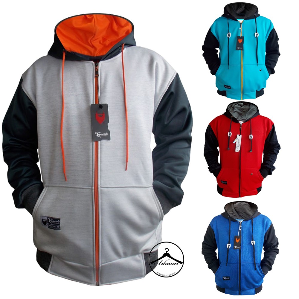 [Bayar Di Tempat / COD] Jaket Sweater Hoodie Zipper Pria / Wanita Original Treebeard Warna Kombinasi