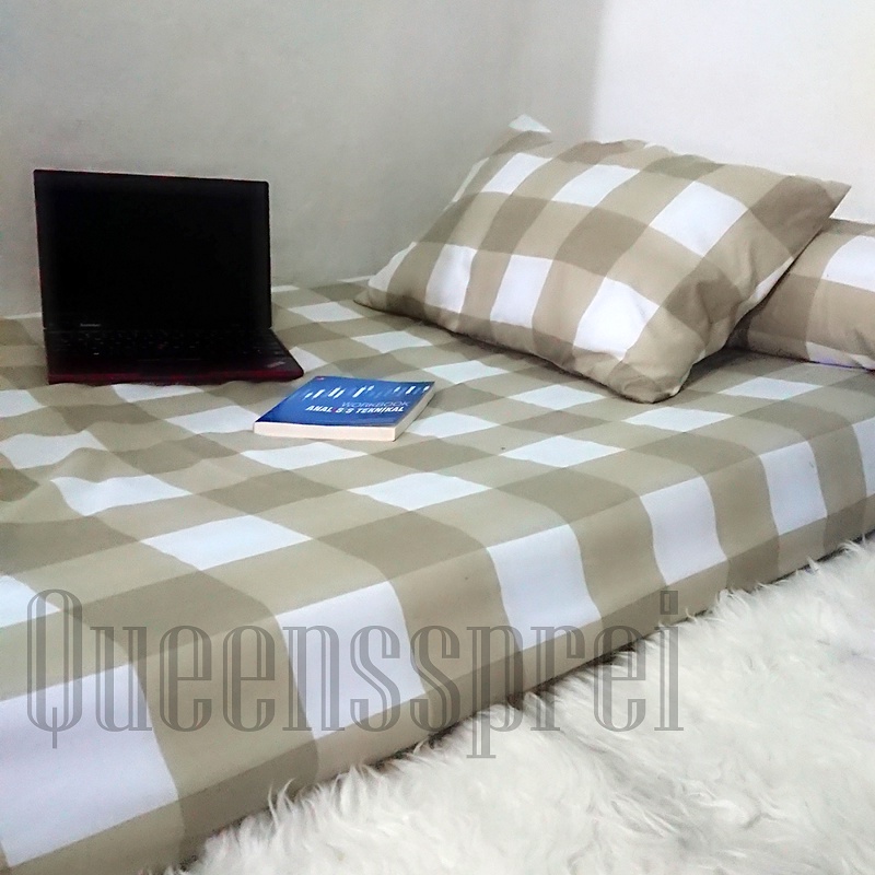 Sprei karet 140x200x20 sprei kotak emily aesthetic korea series murah dan lembut