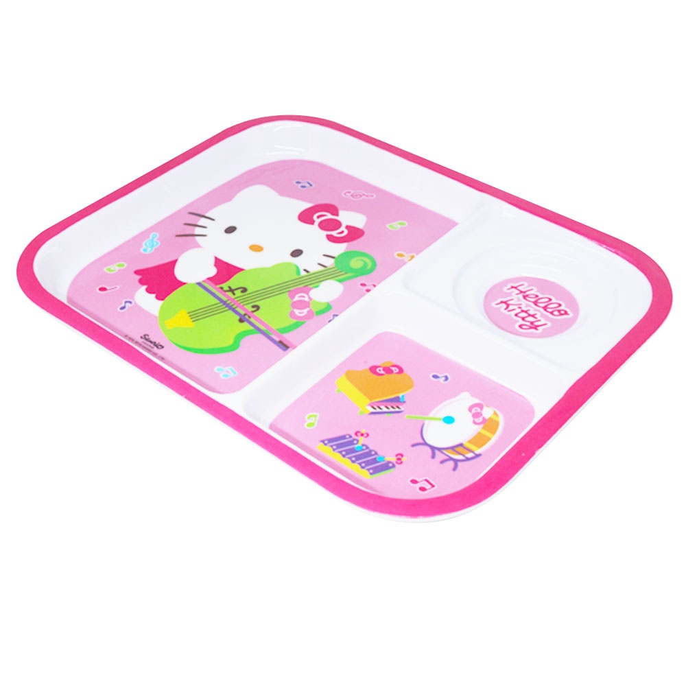 Piring Makan Kotak 3 Sekat Vanda Hello Kitty 10,5&quot; Melamin - Pink