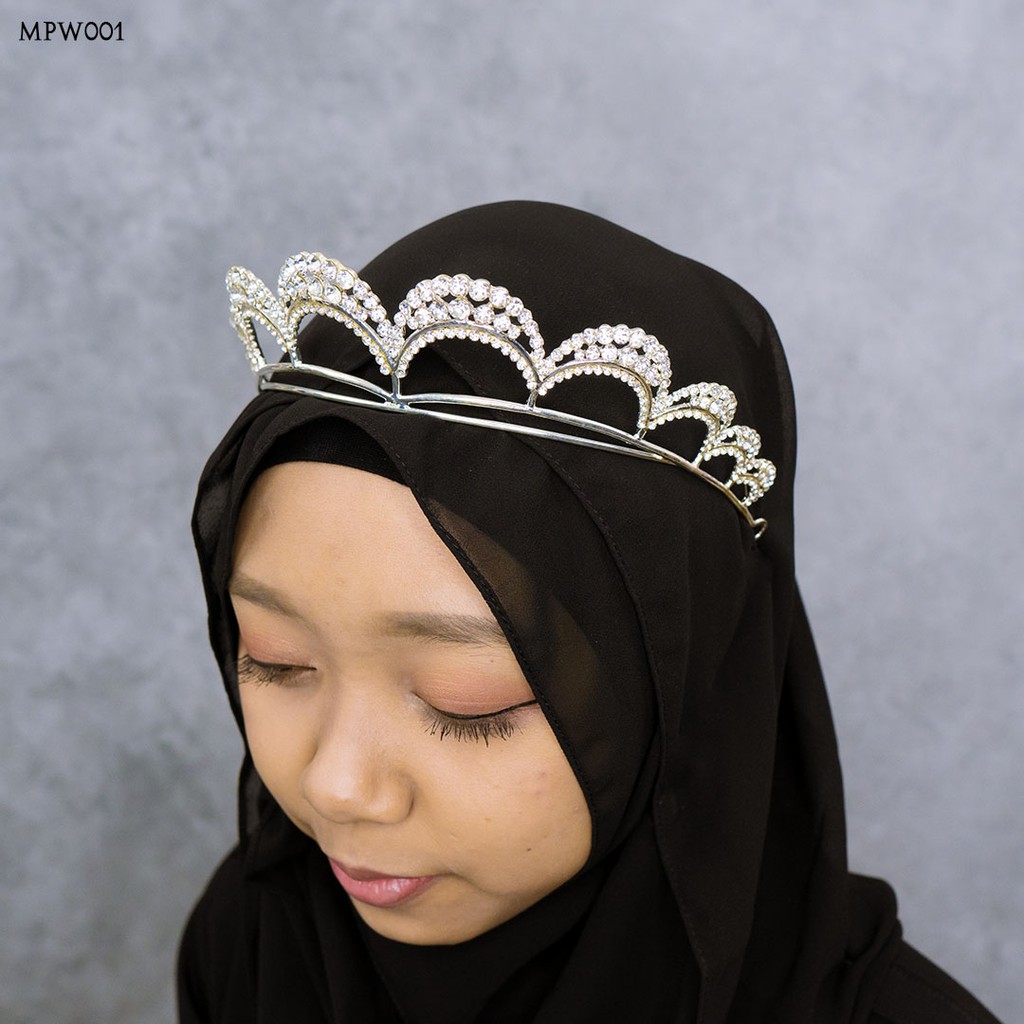 [SIAP KIRIM] MAHKOTA HIJAB BRIDAL PESTA AKSESORIS PENGANTIN SILVER MPW001