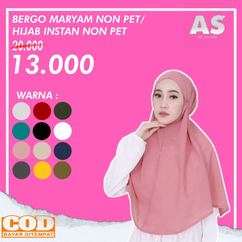 BERGO MARYAM HIJAB NON PET/HIJAB INSTAN NON PET