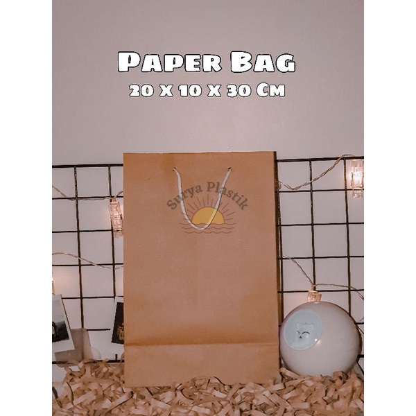 Paper Bag / Tas Kertas Polos Warna Coklat Ukuran 20 x 10 x 30 CM