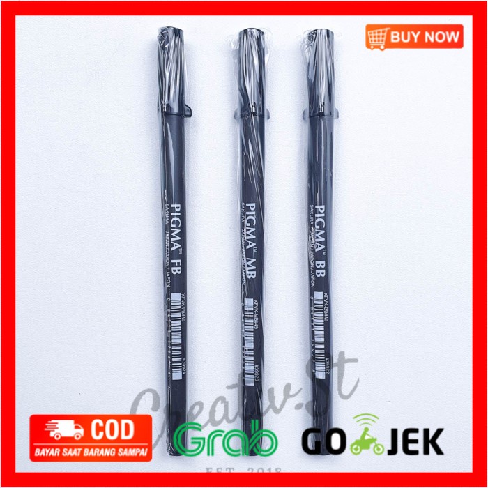 

(BISA COD) Sakura Pigma Brush Pen (Fine, Medium, Bold) Black - FINE Black