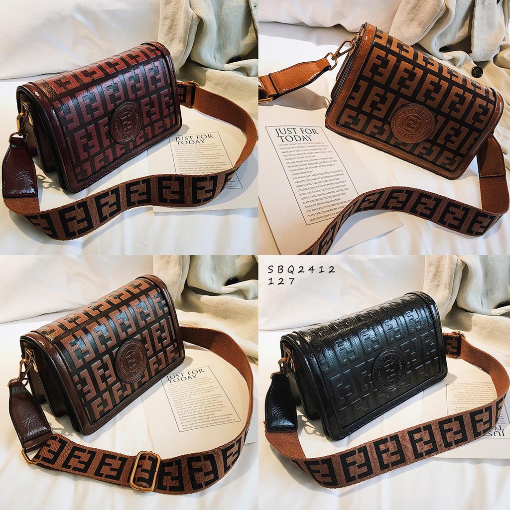 RESTOCK  SBQ2412 Tas selempang sling bag fendi pattern import cantik wanita