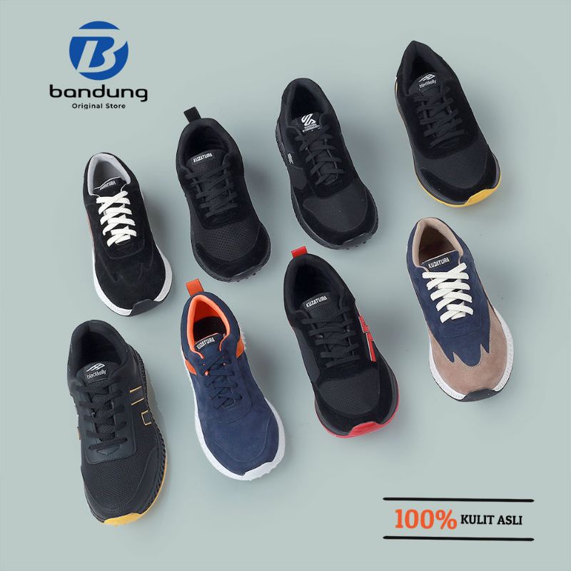 Sepatu Casual Sneakers Pria Terbaru Premium | Original Bahan Kombinasi Kulit Suede