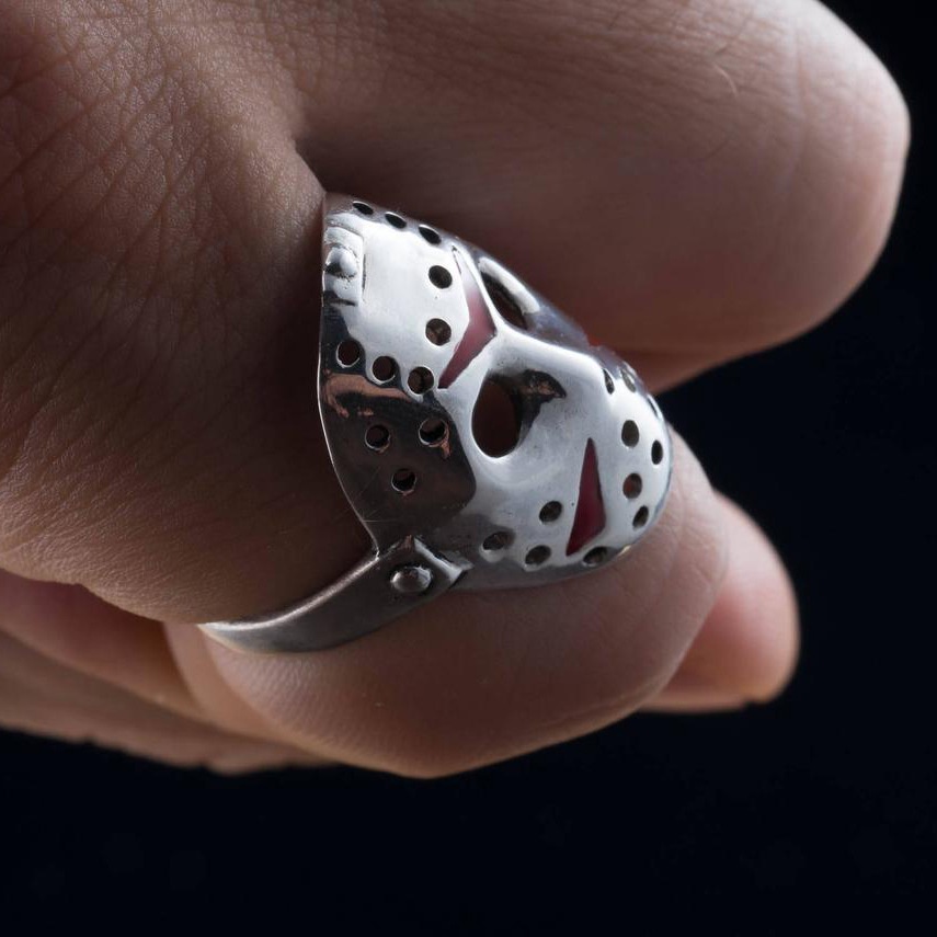 Cincin Desain Topeng Film Horror Bahan Stainless Steel S925