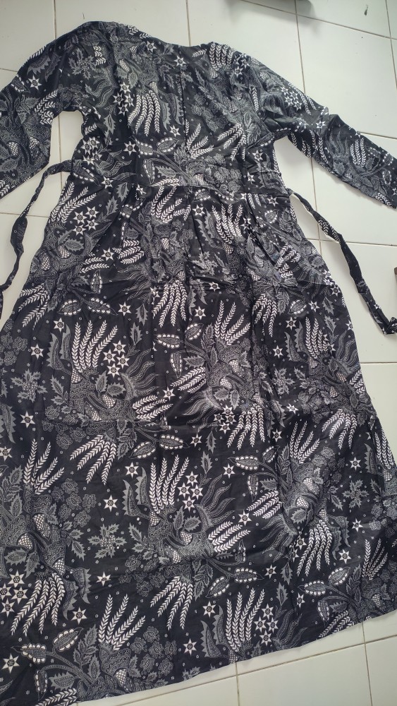 Batik Couple Gamis Batik Maura Sania Ruffle Ori Ndoro Jowi Dnt Size M L Xl All Size