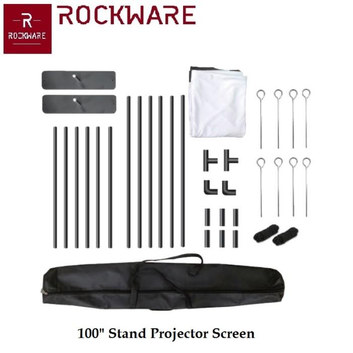 Proyektor / Rockware Stand Projector Screen 100-Inch Layar Proyektor Polyester