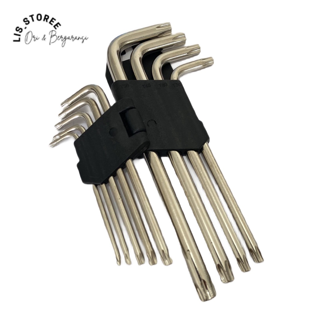 Kunci L Bintang Polos Set 9 pcs  Kunci L Panjang Ball Point Hex Key