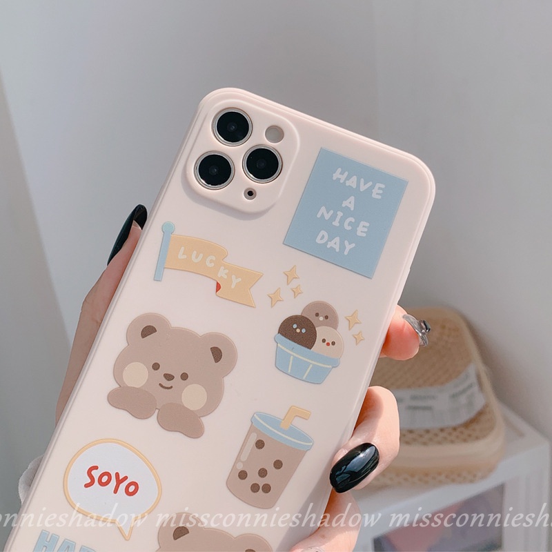 Casing Oppo A17 A17K A57 A78 A77 A58A76 A16 A95 A55 A12 A15 A74 Reno 8T 8 7 6 5F 5 A54 A35 A94 A92 A9 A5 A52 A16K A53 A31 A1K A5s A3s A7 Ins Batu Putih Susu Lucu Tempat Beruang Teh