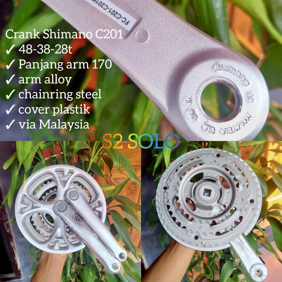 Crank Shimano FC C201 C203 48 - 38 - 28t gear depan crank sepeda vintage federal Miyata bridgestone