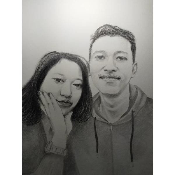 sketsa wajah ukuran a3 + pigura