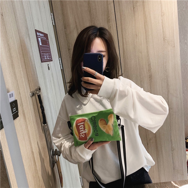 Drozenb Tas Selempang Wanita Bahan Canvas Korea Style/Slingbag Fashion Korea Canvas Motif Unik/Tas Selempang Mini Bahan Canvas Model Korea Fashion Motif Lucu