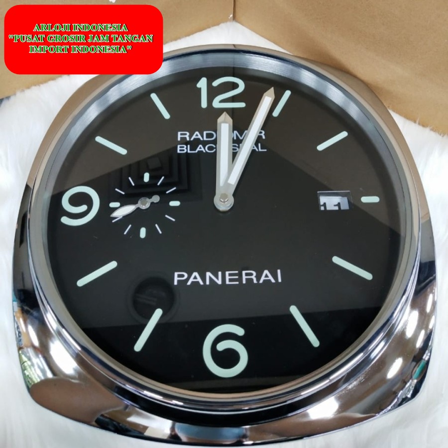 New Jam Dinding Silver Date Radium Radiomir Garansi 1th