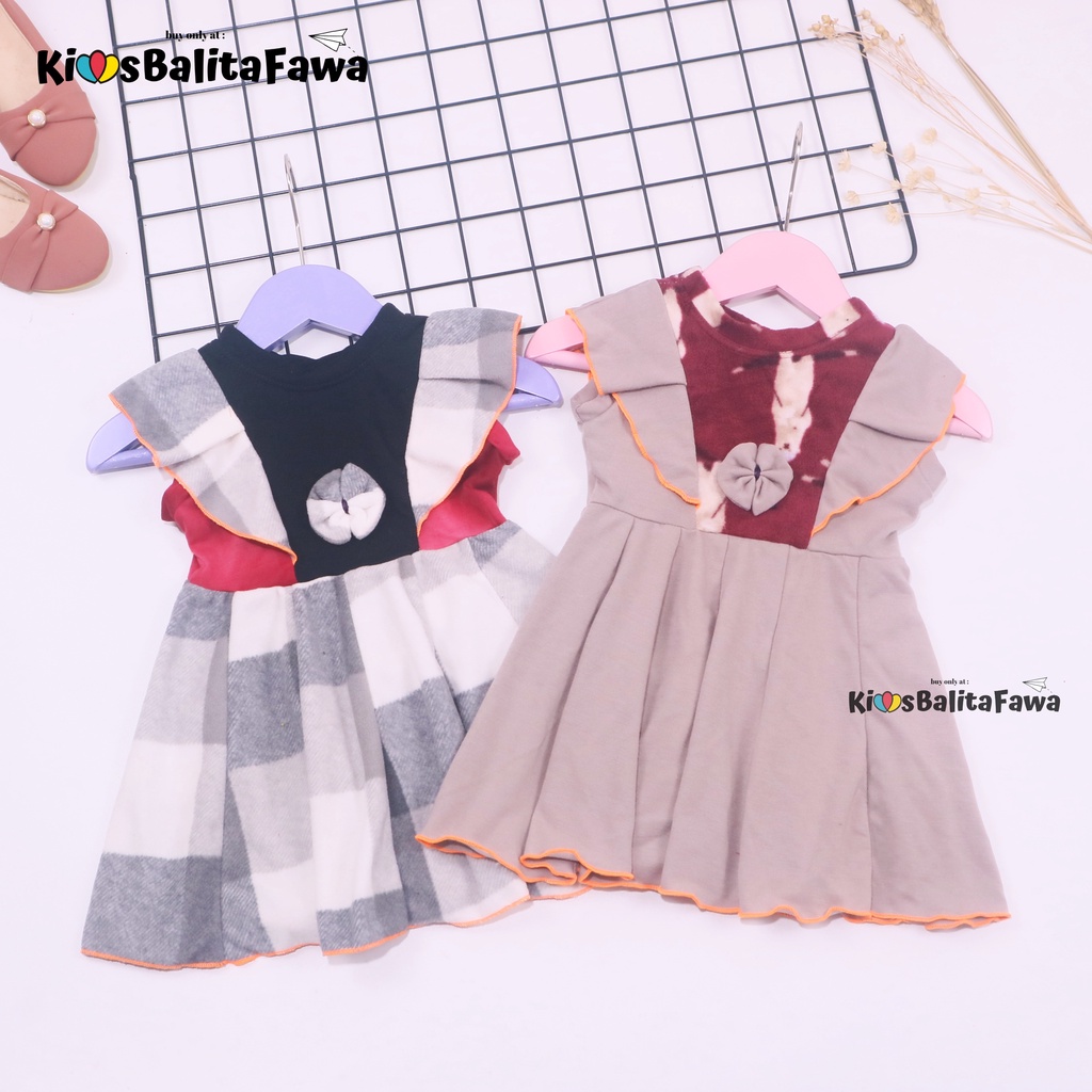 Dress Marion 6-18 Bulan / Dres Kensi Lengan Pendek Anak Perempuan Bayi Gaun Pesta Murah Import