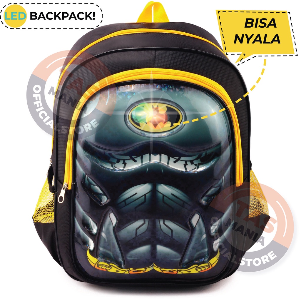 RTM - RANSEL LED SD 4D - IMPORT BEST QUALITY RANSEL SUPER HERO SHIELD BOBOIBOY / SUPERHERO / SQ GAME TAS RANSEL FF NYALA - RANSEL EMBOSS CRACK - RANSEL SEKOLAH
