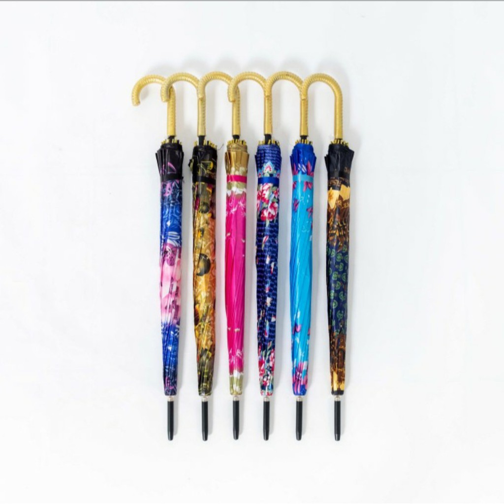 Payung tongkat standard motif bunga/abstract dengan kerangka 14 jari bisa COD